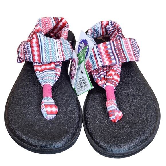 Sanuk Yoga Sling 2 Prints Sandals Women’s SZ 8 Multi-Color Geometric Comfort NEW - Picture 3 of 12